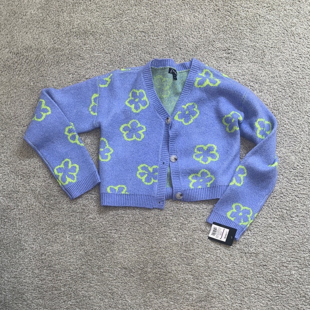 art class Blue and Green Floral Kids Sweater